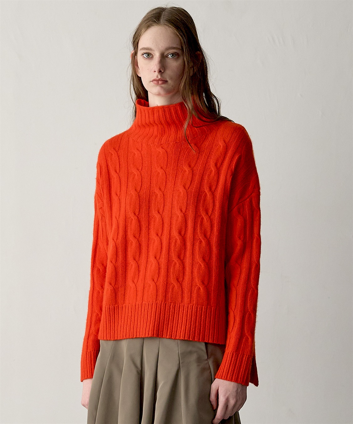 49AV JUNKO SHIMADA 【WEB限定】カシミヤケーブル編みハイネックニット_main