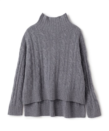 【24時間限定 FLASH SALE】【WEB限定】カシミヤケーブル編みハイネックニット(グレー-9号)