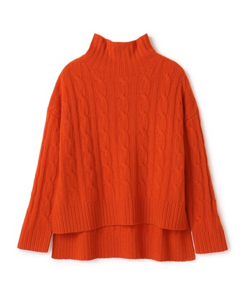 【24時間限定 FLASH SALE】【WEB限定】カシミヤケーブル編みハイネックニット(オレンジ-9号)