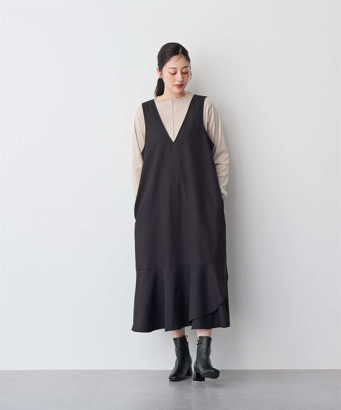 Life Style by cross marche 【anyfee/プラスサイズ】深ネックマーメイドジャンスカ_main