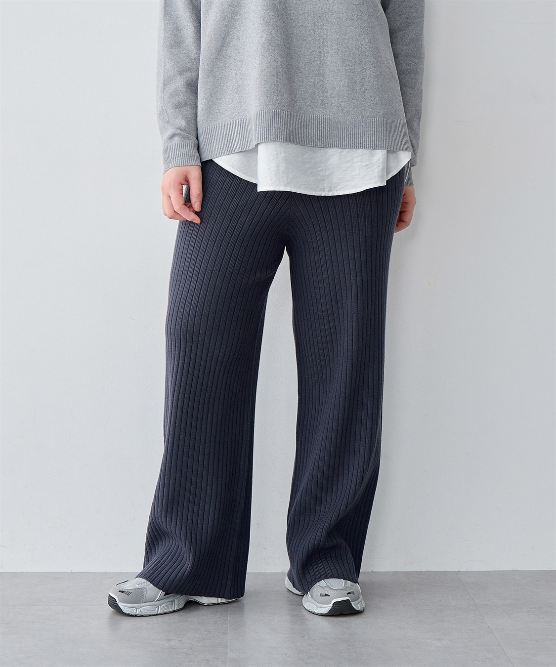 anyfee 【anyfee/プラスサイズ】ウォームタッチすっきりセミワイドニットパンツ《低身長サイズ有》_variation_2