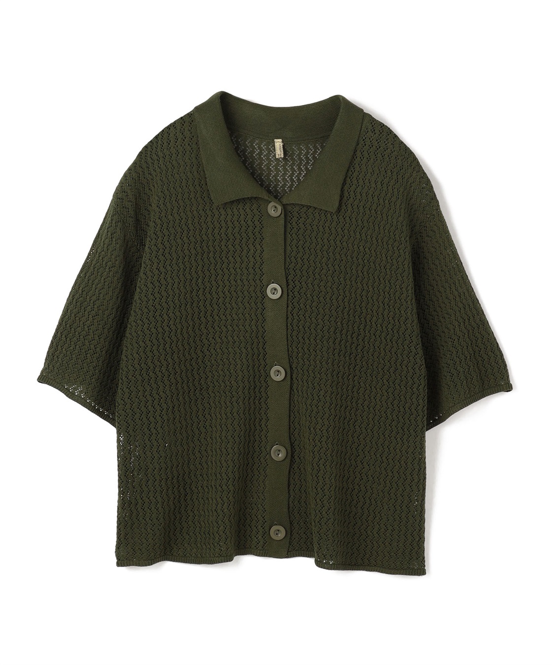 anyfee 【anyfee/プラスサイズ】透かし編みポロニットカーディガン_variation_3