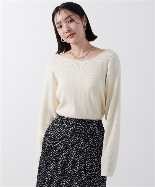 anyfee 【anyfee/大きいサイズ】アシメネックリブニット◆新色追加◆