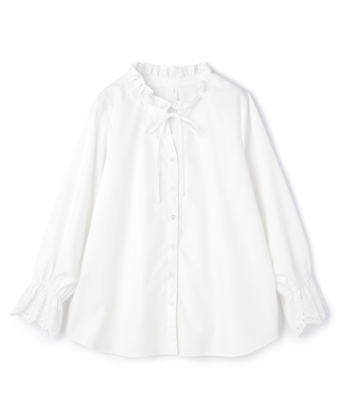 Life Style by cross marche 【anyfee/大きいサイズ】袖口レースフリル襟シャツ/ブラウス_variation_2