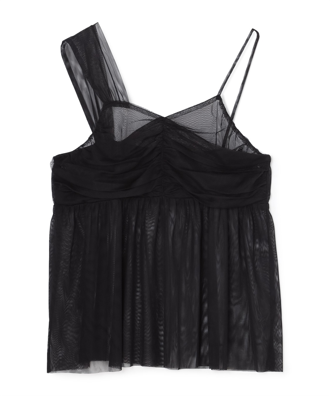 Life Style by cross marche 【anyfee/プラスサイズ】チュールアシンメトリーデザインキャミソール_variation_1