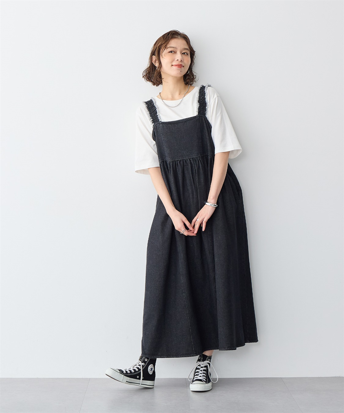 anyfee/プラスサイズ】フリンジデザインデニムジャンスカ anyfee