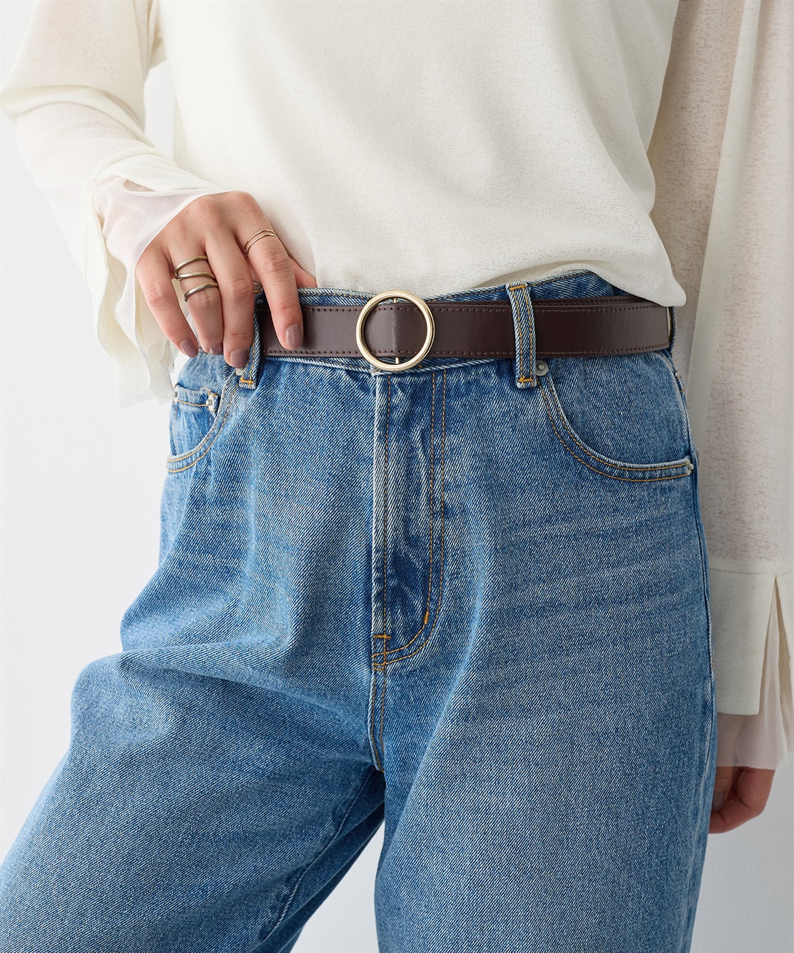 anyfee 【anyfee/プラスサイズ】無段階レザー調シンプルベルト_main