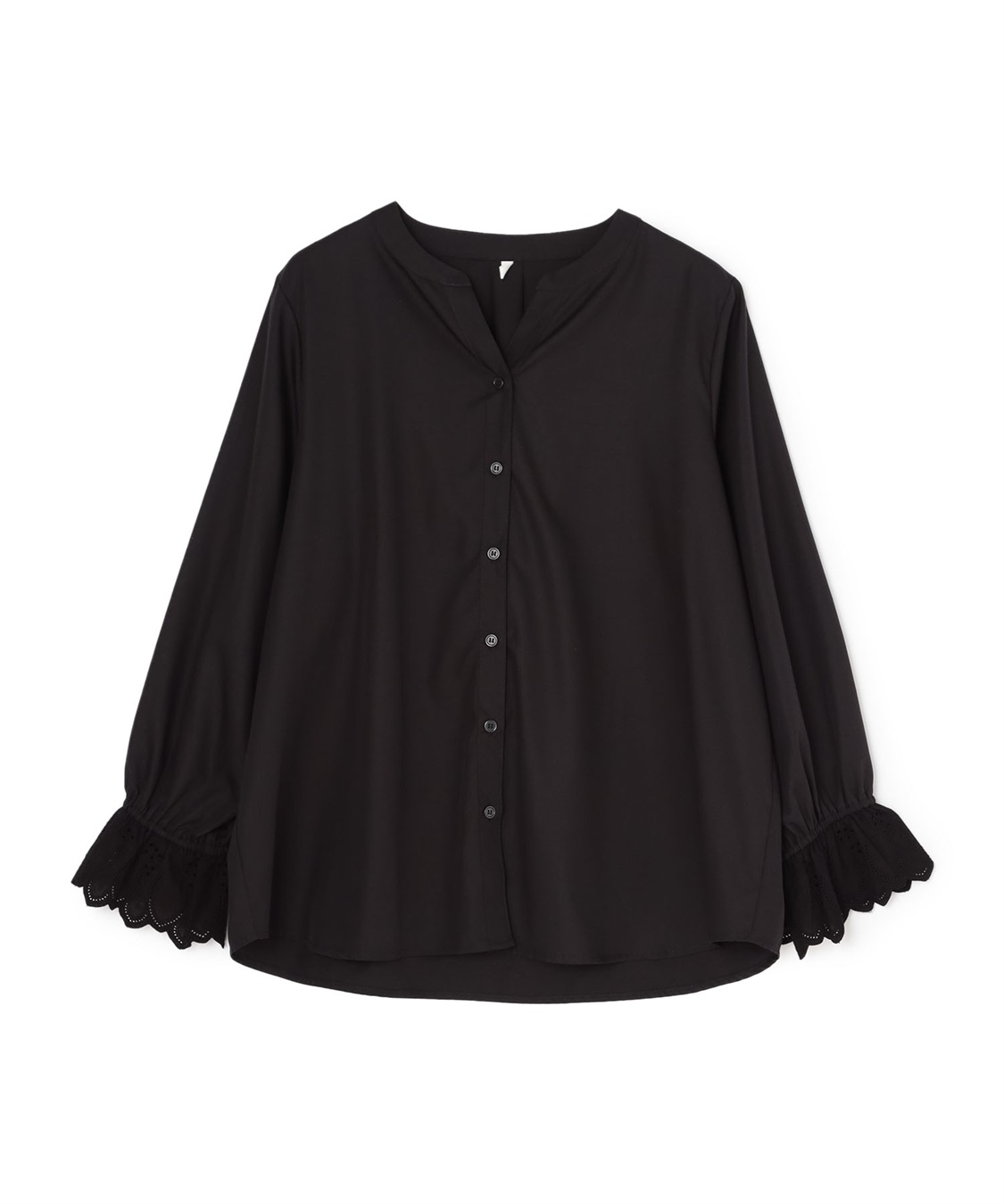 anyfee 【anyfee/プラスサイズ】袖口レースノーカラーブラウス_variation_1