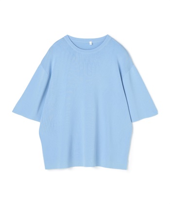 【anyfee/プラスサイズ】ドライタッチ半袖ニット《接触冷感/洗濯可能》◆新色追加◆(サックスブルー-LL)