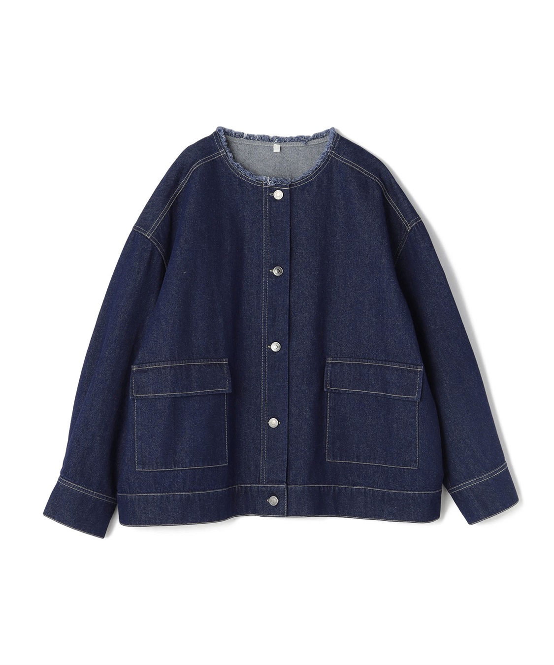 anyfee 【anyfee/プラスサイズ】ノーカラーデニムジャケット_variation_2