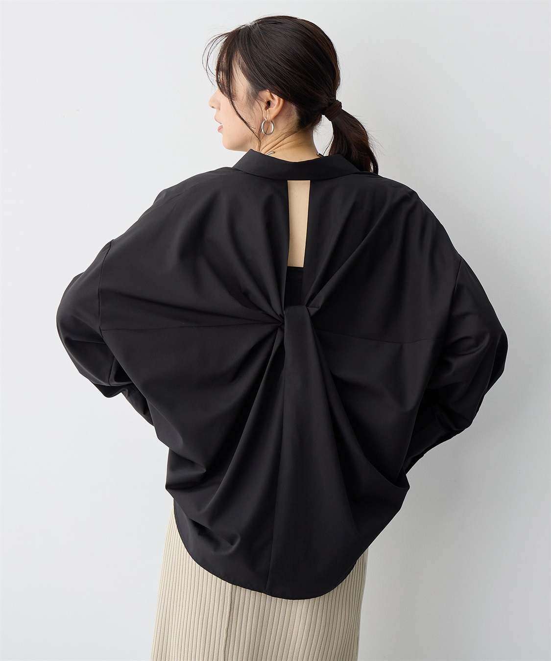 anyfee 【anyfee/プラスサイズ】バックシャンツイストシャツ_main