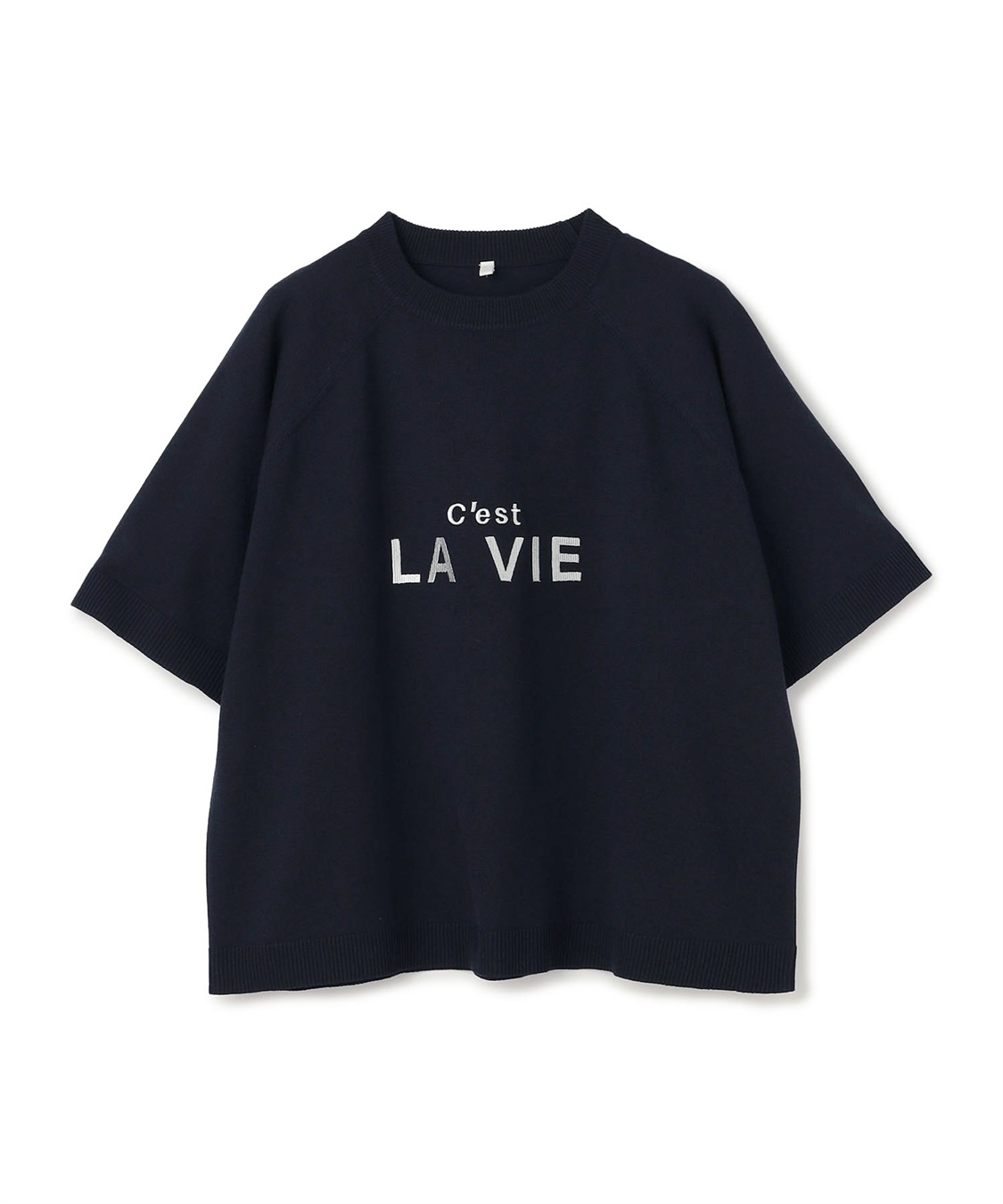 Life Style by cross marche 【anyfee/プラスサイズ】刺繍ロゴ入り半袖ニットトップス_variation_2