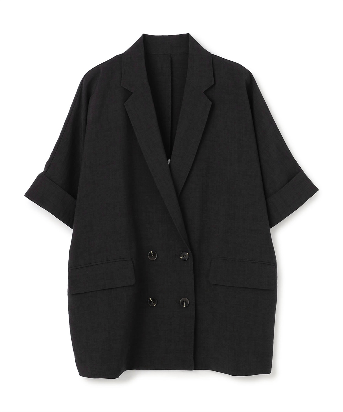 anyfee 【anyfee/プラスサイズ】リネン調半袖テーラードジャケット■リネンライクシリーズ■_variation_1