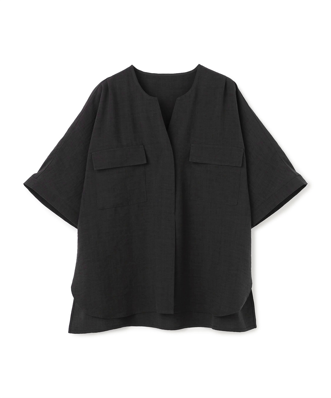 anyfee 【anyfee/プラスサイズ】リネン調すっきりドルマンスリーブサファリシャツ《セットアップ対応/上下別売り》■リネンライクシリーズ■_variation_1