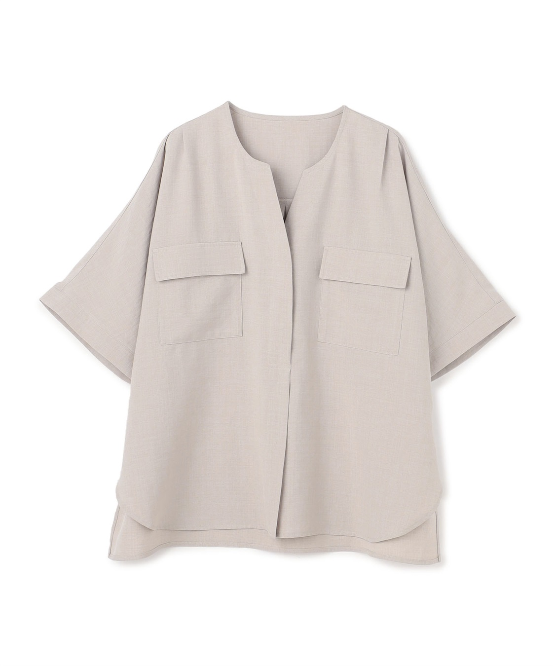 anyfee 【anyfee/プラスサイズ】リネン調すっきりドルマンスリーブサファリシャツ《セットアップ対応/上下別売り》■リネンライクシリーズ■_variation_2