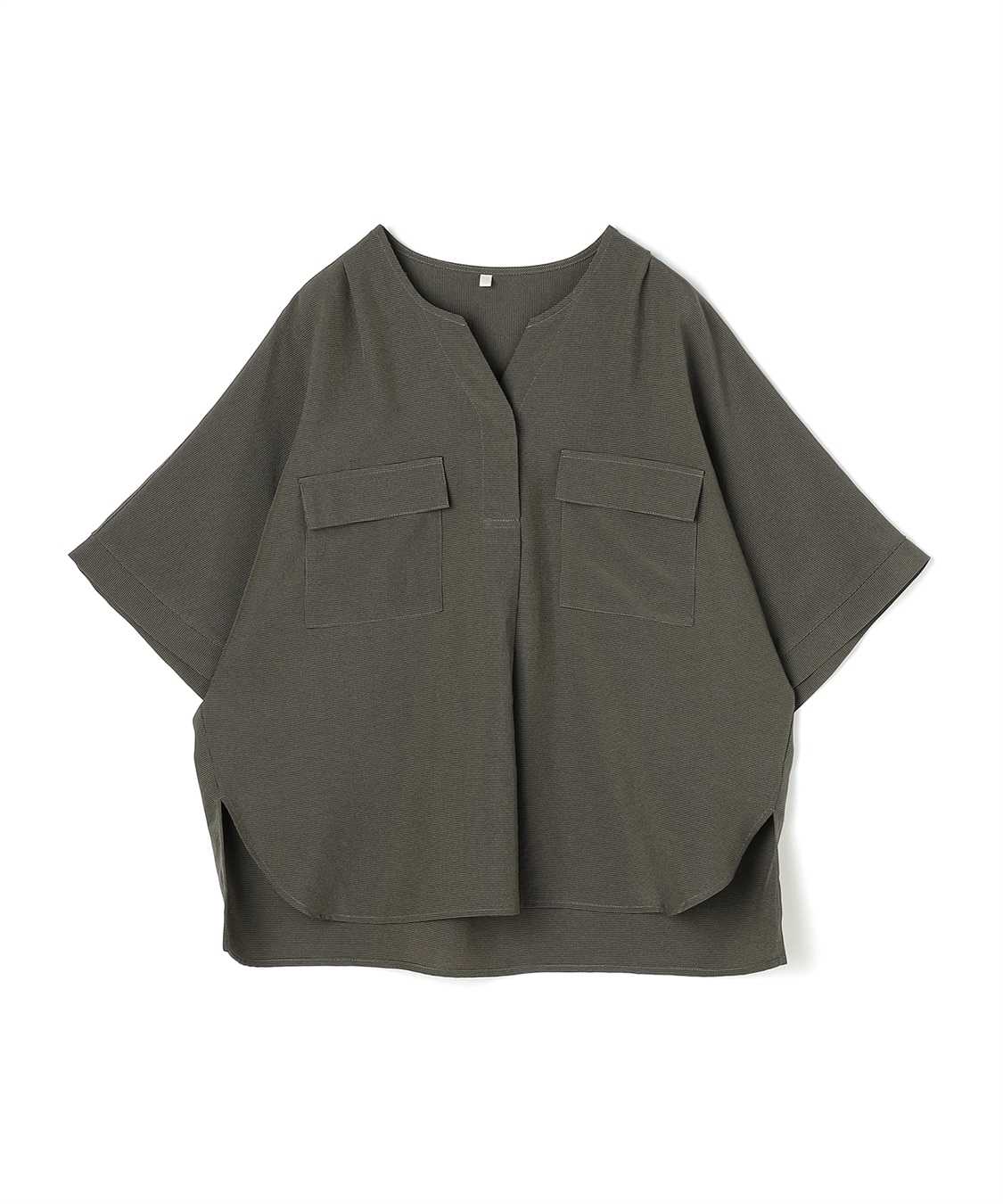 anyfee 【anyfee/大きいサイズ】リネン調キーネックサファリシャツブラウス◆新色追加◆《接触冷感 ・UVカット・イージーケア 》（セットアップ対応/上下別売り）_variation_3