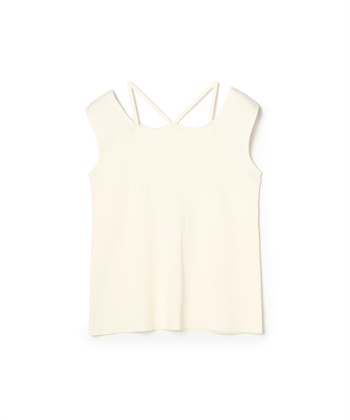 【anyfee/大きいサイズ】スクエアネックデザインストリングニットタンクトップ（接触冷感）◆新色追加◆(オフホワイト-LL)