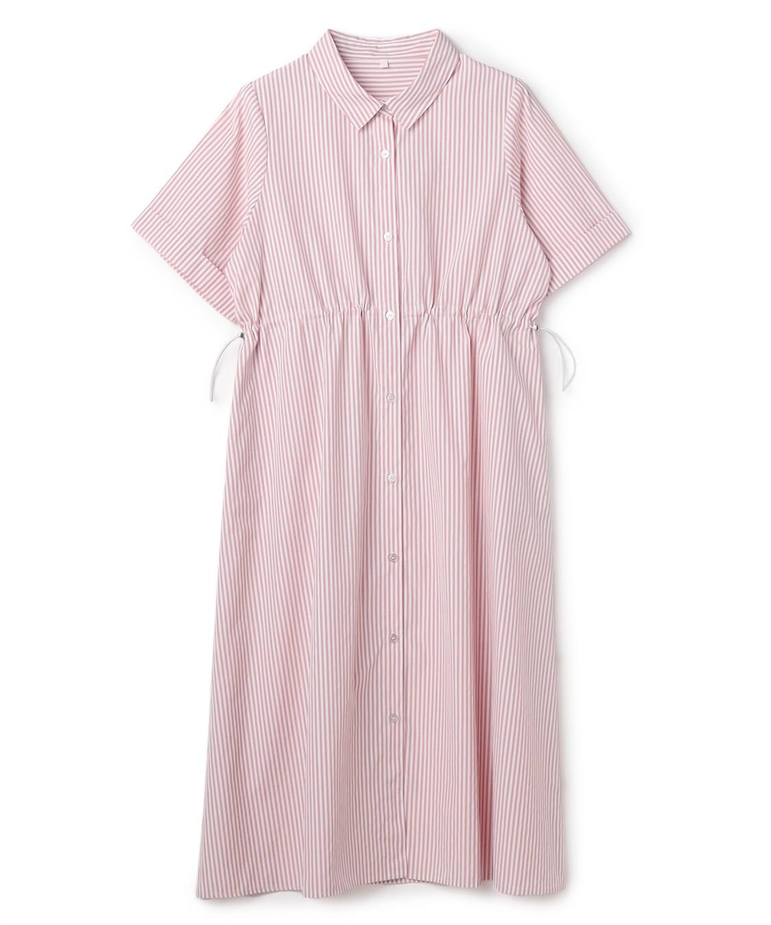 anyfee 【anyfee/プラスサイズ】ストライプ柄ドロストシャツ半袖ワンピース_variation_2