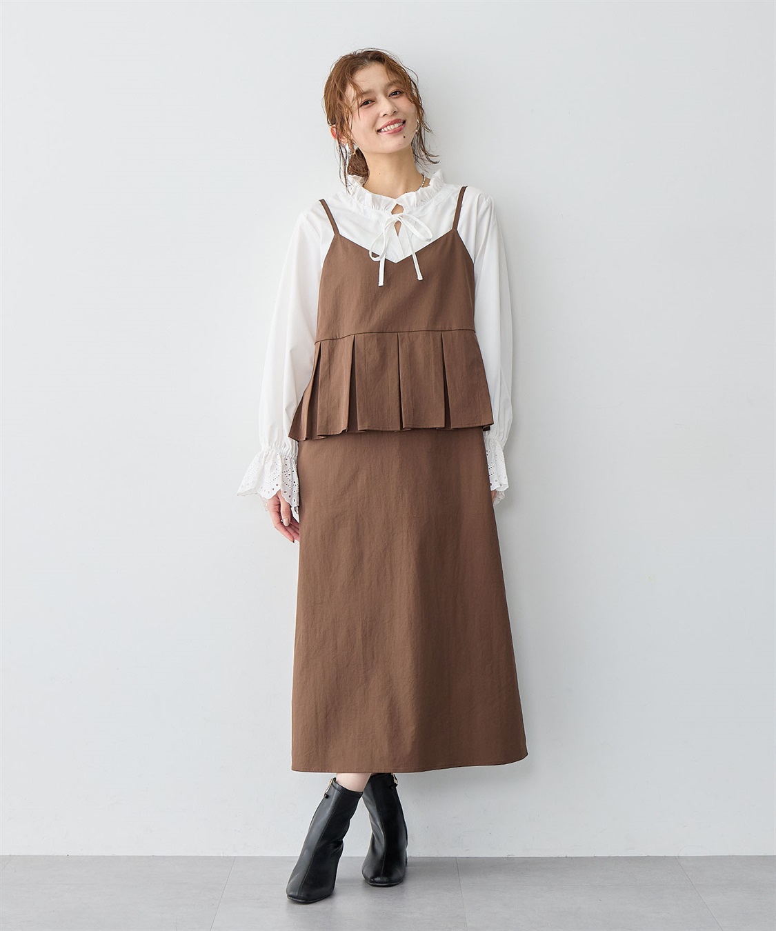 anyfee 【anyfee/大きいサイズ】ペプラムキャミワンピース_main