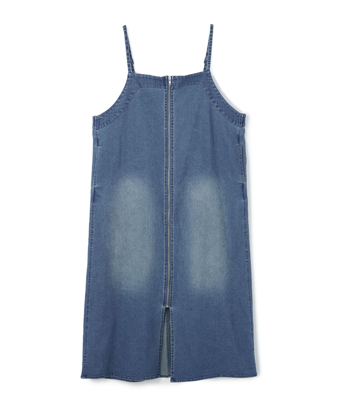 anyfee 【anyfee/大きいサイズ】フロントジップデニムキャミワンピース/ジャンパースカート_variation_1
