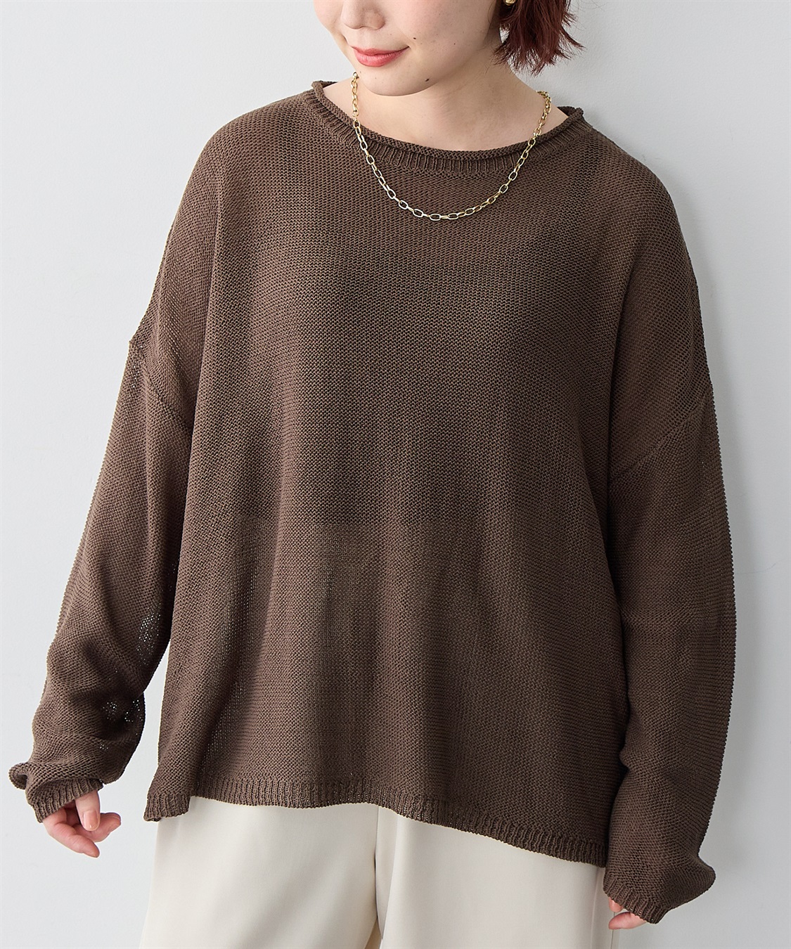 Life Style by cross marche 【anyfee/大きいサイズ】リネンライクルーズニットプルオーバー_main