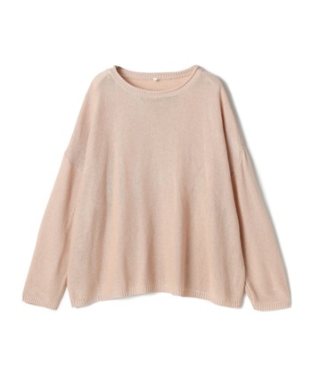 【anyfee/大きいサイズ】リネンライクルーズニットプルオーバー◆新色追加◆(ピンク-LL)