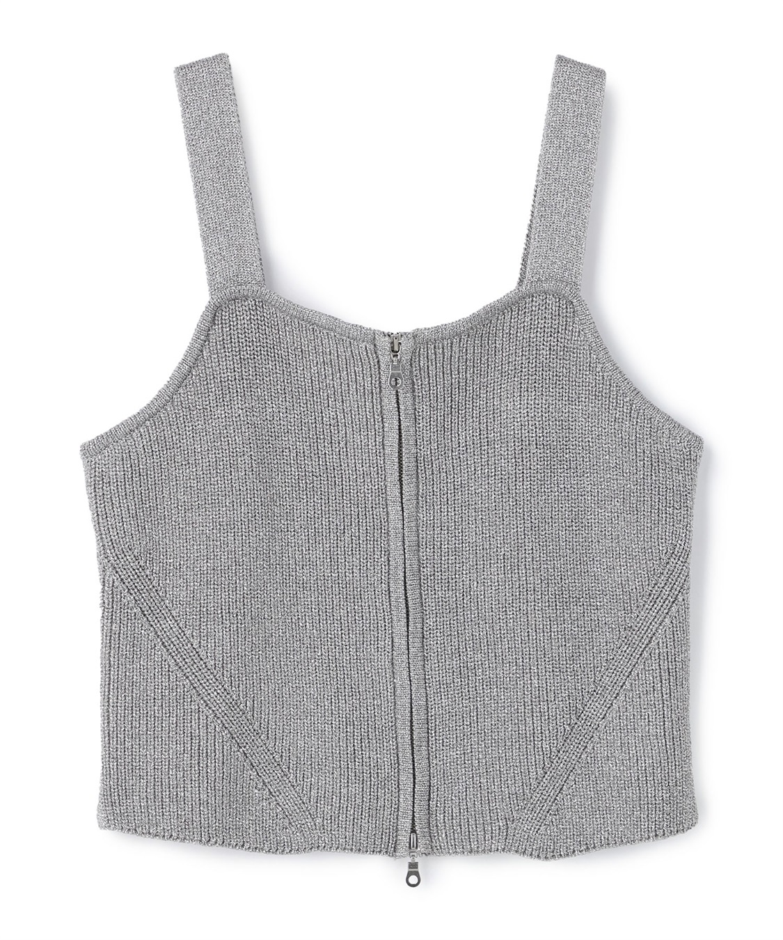 Life Style by cross marche 【anyfee/大きいサイズ】フロントWジップラメニットビスチェ_variation_1