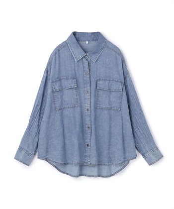 anyfee 【anyfee/大きいサイズ】シアーWポケットデニムシャツ_variationthumb_1