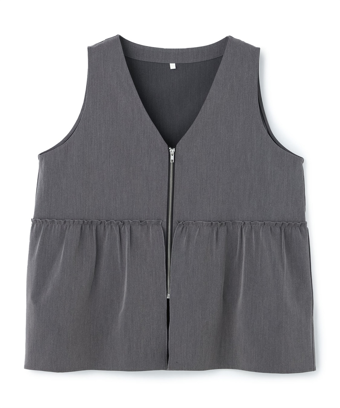 Life Style by cross marche 【anyfee/大きいサイズ】杢調フロントジップペプラムジレ_variation_2