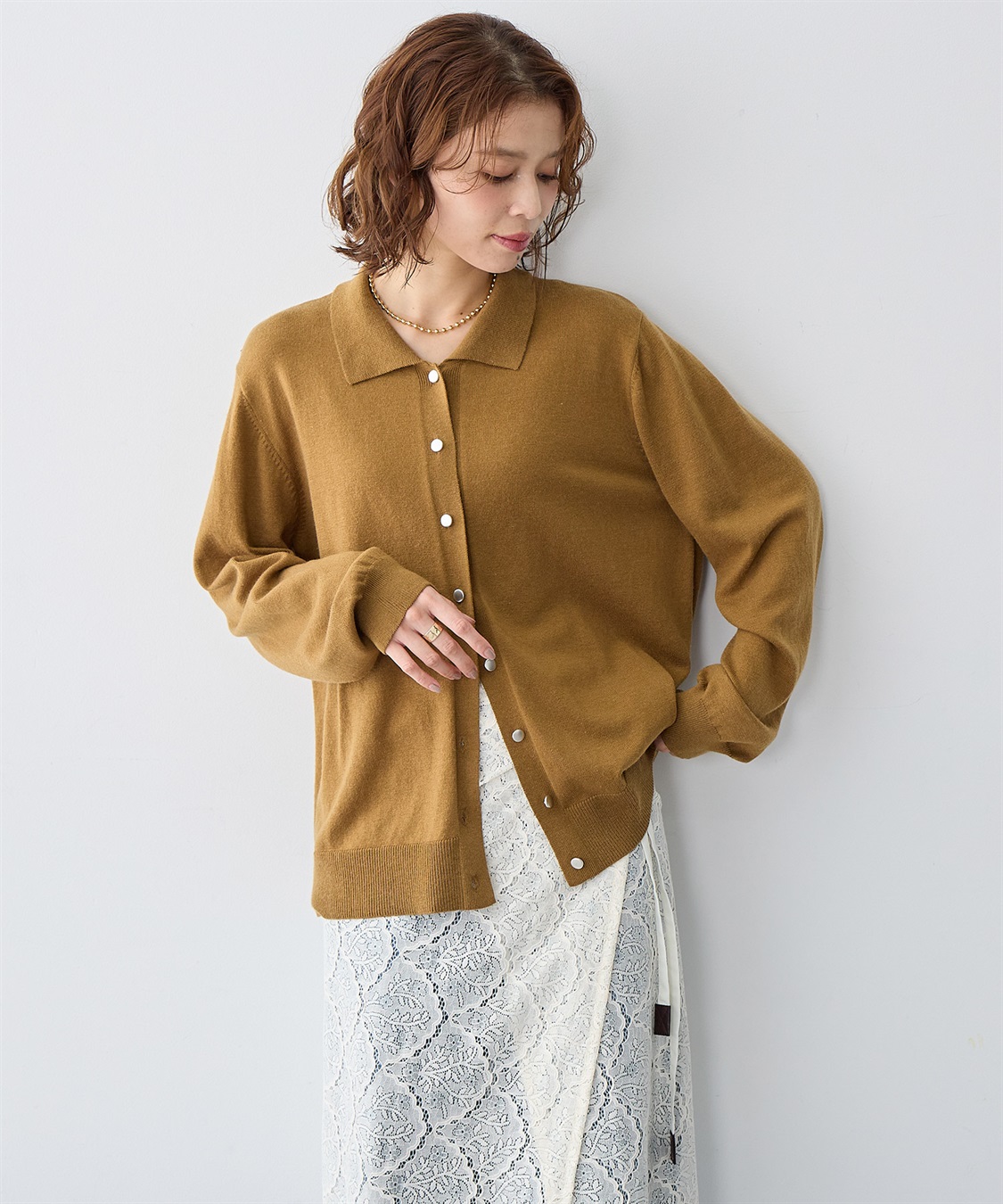 anyfee 【anyfee/大きいサイズ】衿付きポロカーディガン◆新色追加◆_main