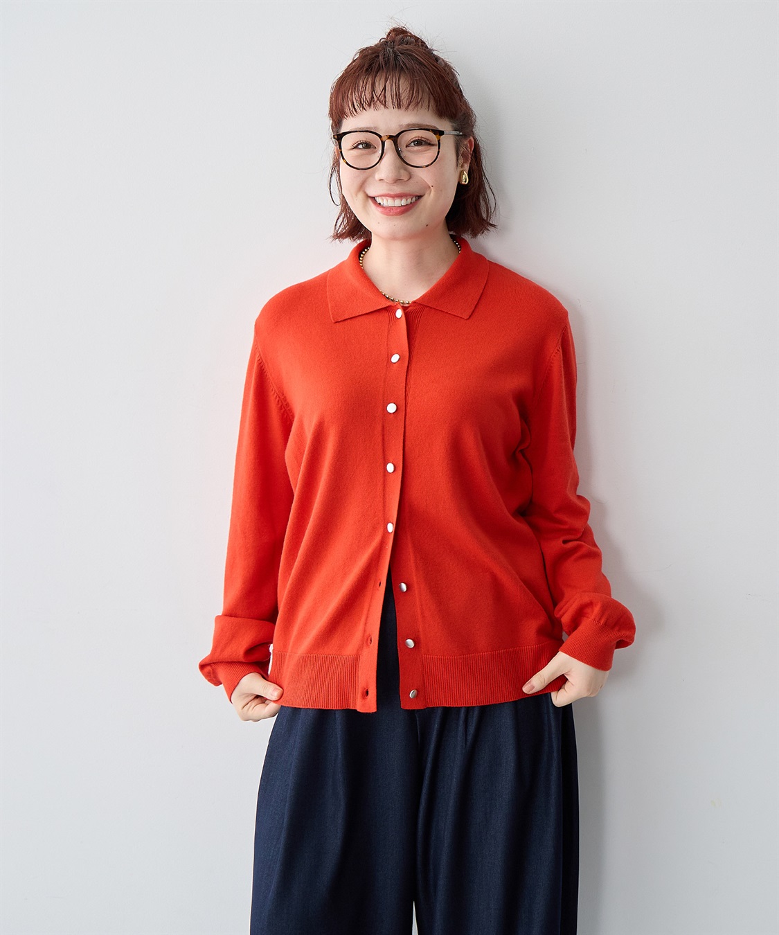 anyfee 【anyfee/大きいサイズ】衿付きポロカーディガン◆新色追加◆_variation_2