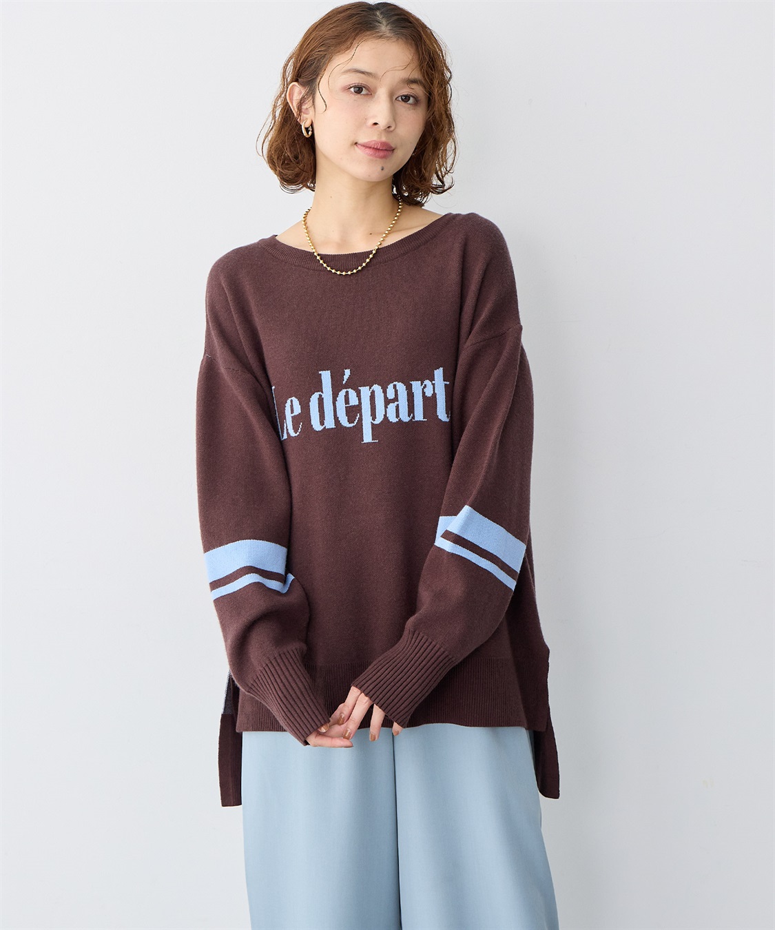 anyfee 【anyfee/大きいサイズ】ジャガードロゴニットプルオーバー_main