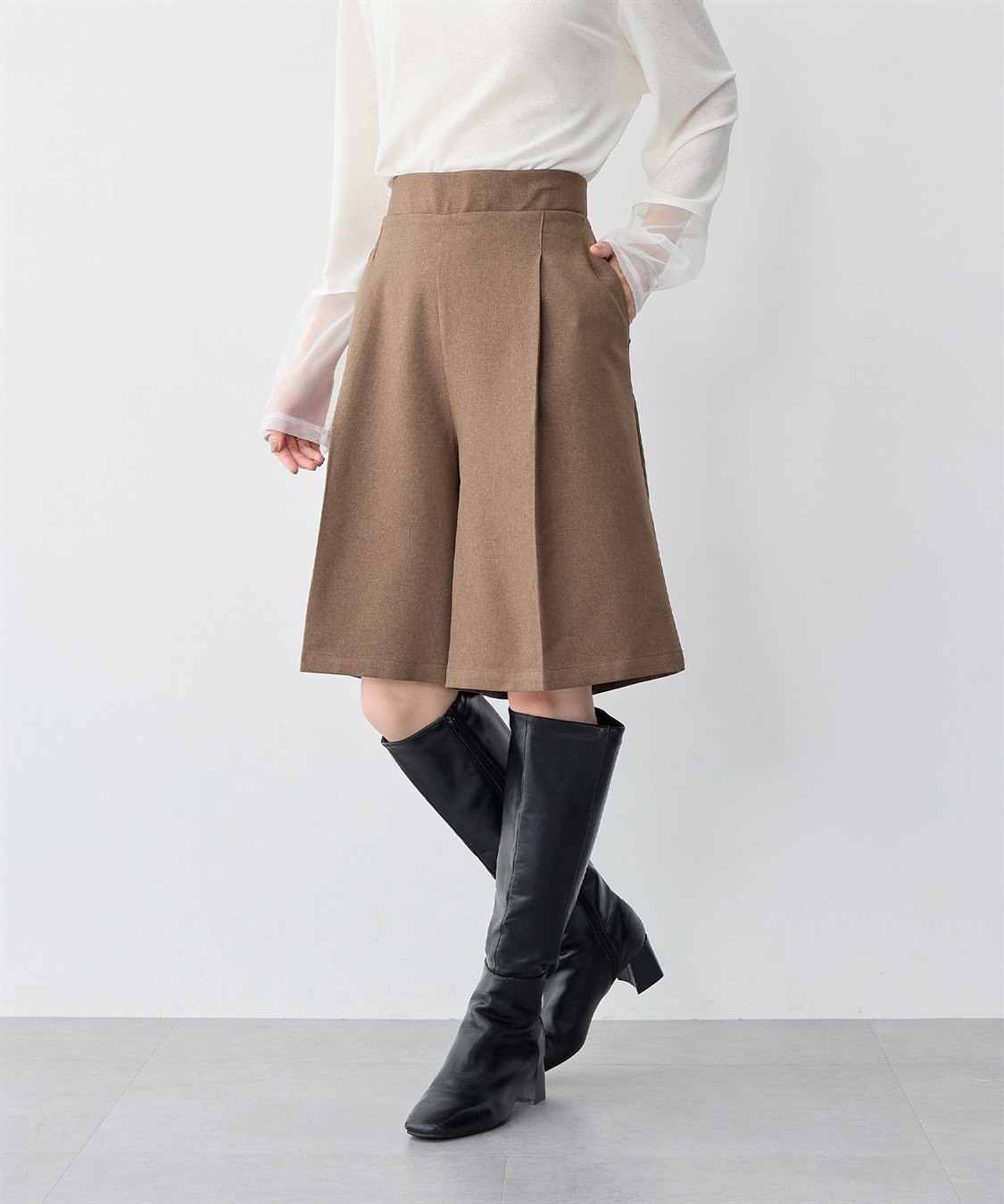 anyfee 【anyfee/大きいサイズ】ウールライクバミューダパンツ/ハーフパンツ《セットアップ対応/上下別売り》_main