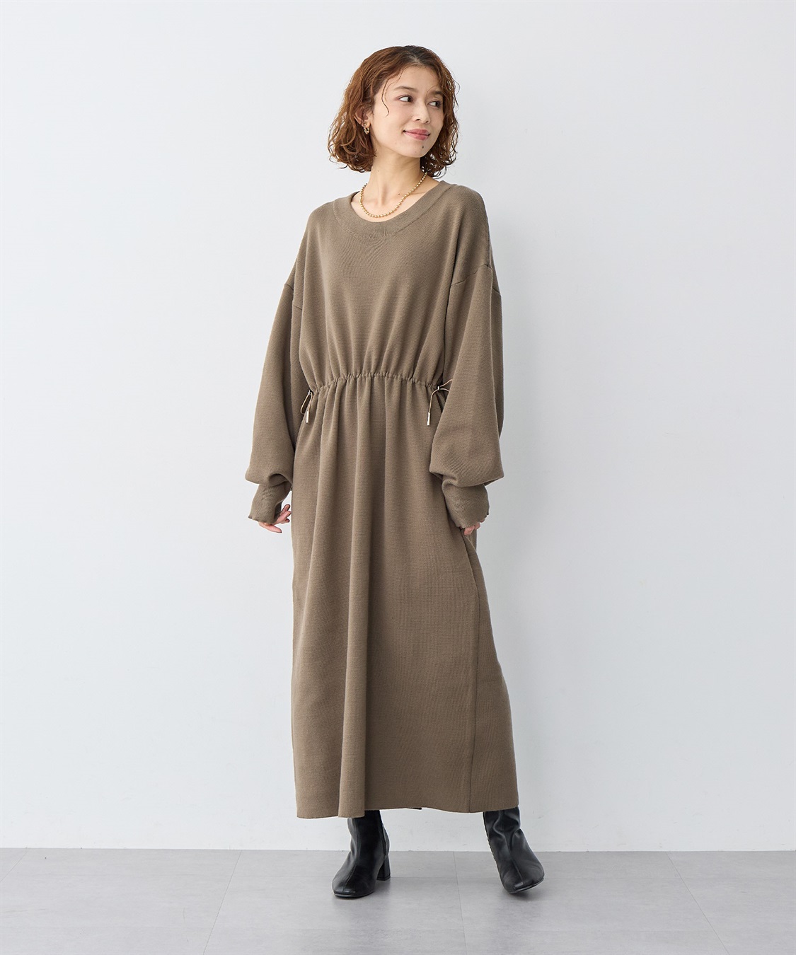 anyfee 【anyfee/大きいサイズ】ドロストニットワンピース_main