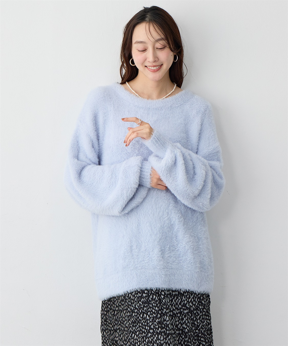 anyfee 【anyfee/大きいサイズ】ボートネックフェザーニットプルオーバー_main