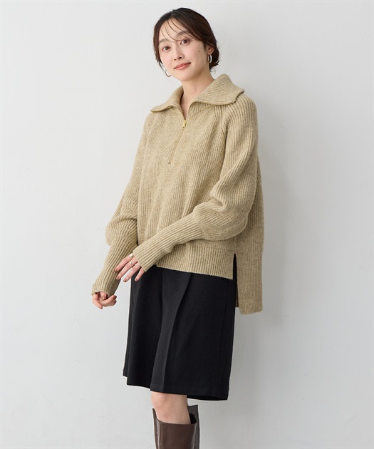 anyfee 【anyfee/大きいサイズ】ハーフジップニットプルオーバー