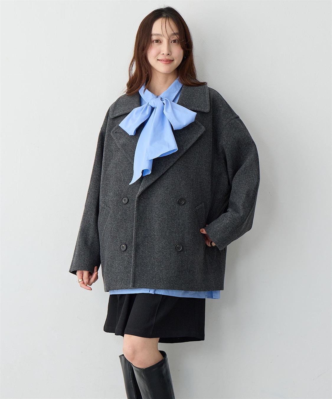 Life Style by cross marche 【anyfee/大きいサイズ】ミディ丈Pコート_main