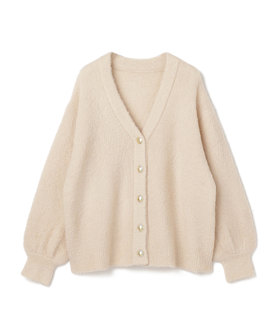 Life Style by cross marche 【anyfee/大きいサイズ】金ボタンブークレニットカーディガン_variation_1