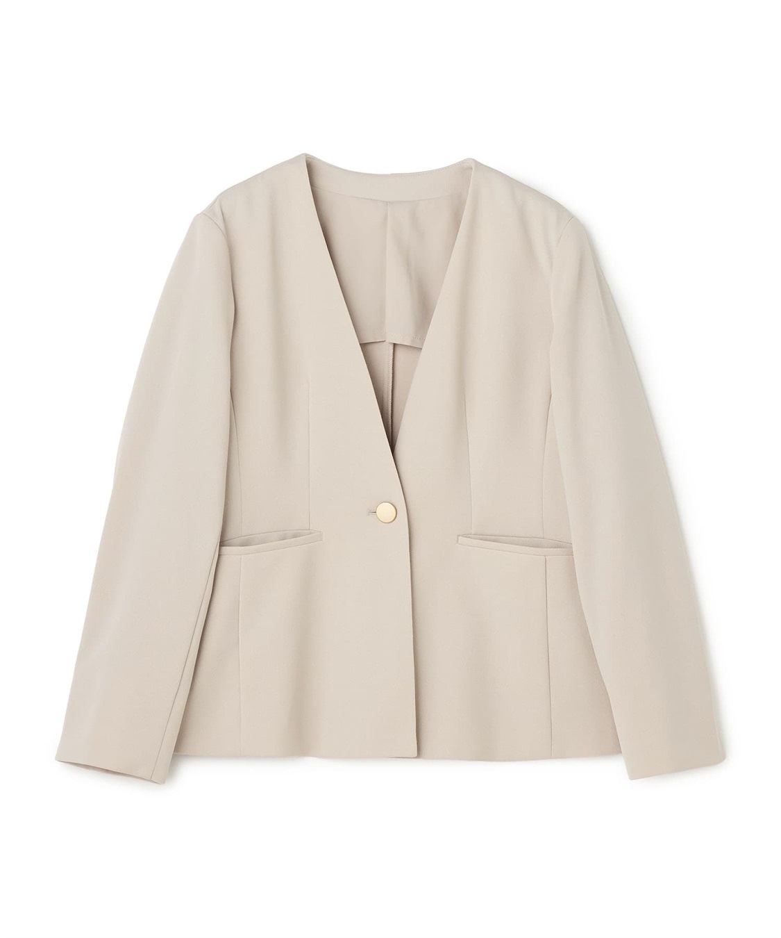 anyfee 【anyfee/大きいサイズ】ニットジョーゼットVネックノーカラージャケット《セレモニー/オケージョン》_variation_2