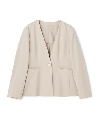 anyfee 【anyfee/大きいサイズ】ニットジョーゼットVネックノーカラージャケット《セレモニー/オケージョン》_variationthumb_2