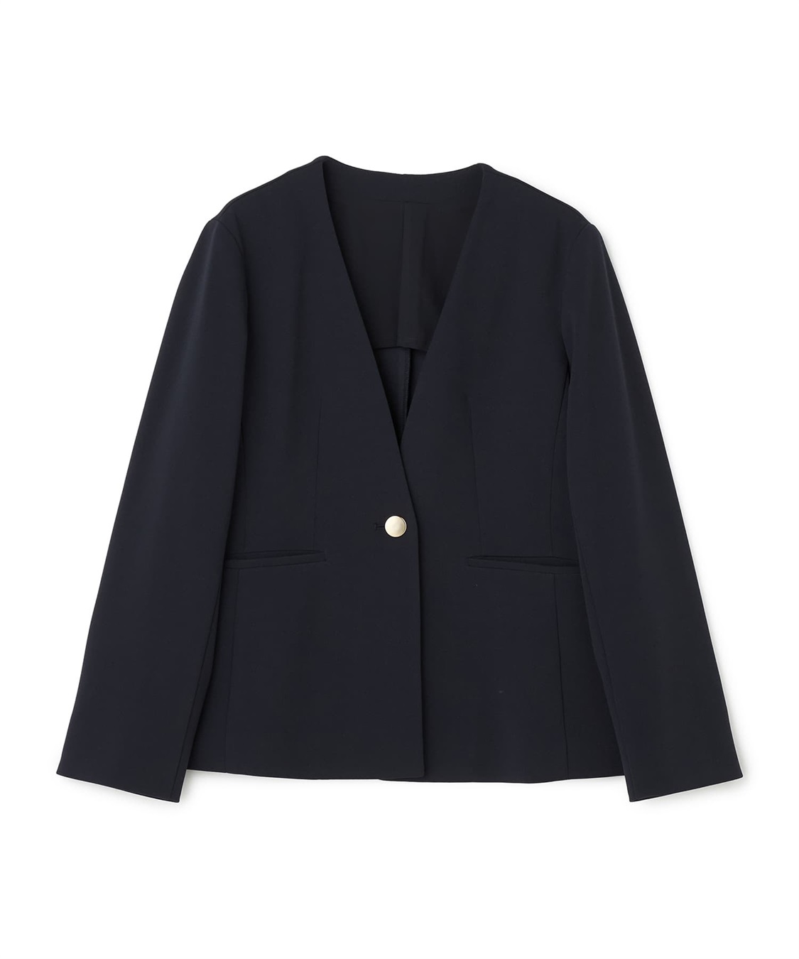 anyfee 【anyfee/大きいサイズ】ニットジョーゼットVネックノーカラージャケット《セレモニー/オケージョン》_variation_3