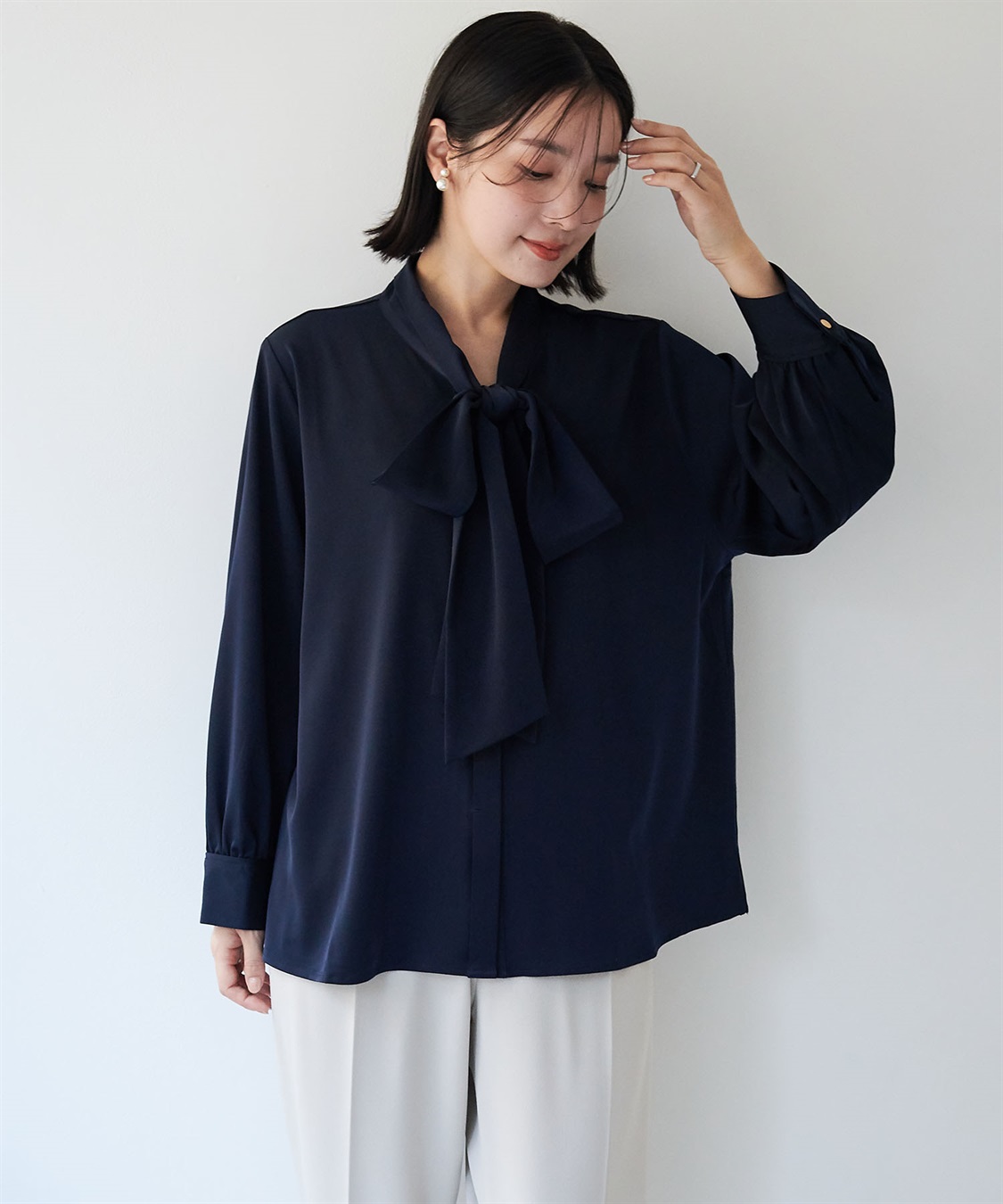 anyfee 【anyfee/大きいサイズ】BIGボウタイブラウス《セレモニー/オケージョン》_main