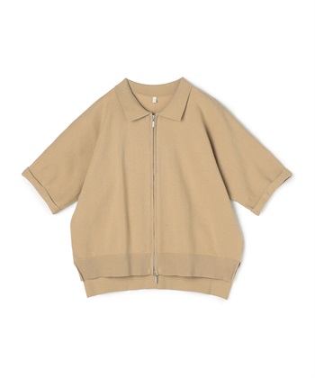 【anyfee/大きいサイズ】Wジップ襟付きカーディガン(ベージュ-LL)