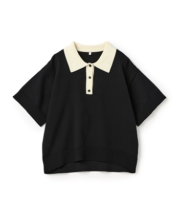 【anyfee/大きいサイズ】ポロニットプルオーバー(ブラック-LL)