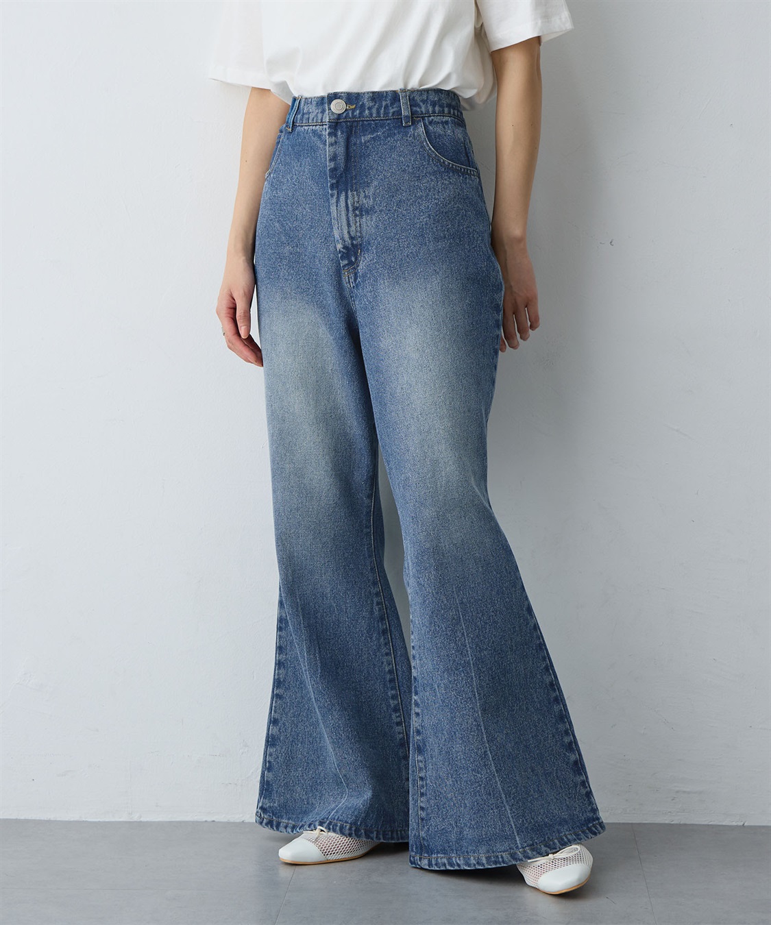 anyfee 【anyfee/大きいサイズ】デニムフレアパンツ_main