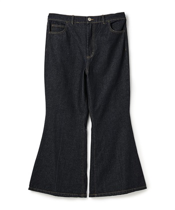 【anyfee/大きいサイズ】デニムフレアパンツ(インディゴブルー-LL)