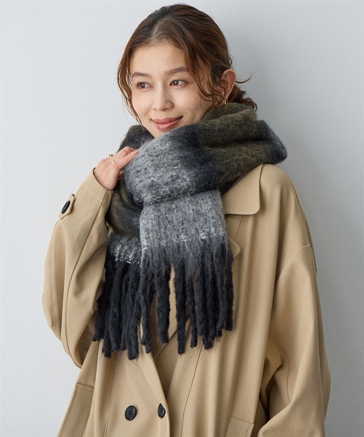 anyfee 【anyfee/大きいサイズ】ボリュームフリンジマフラー（2025AW)