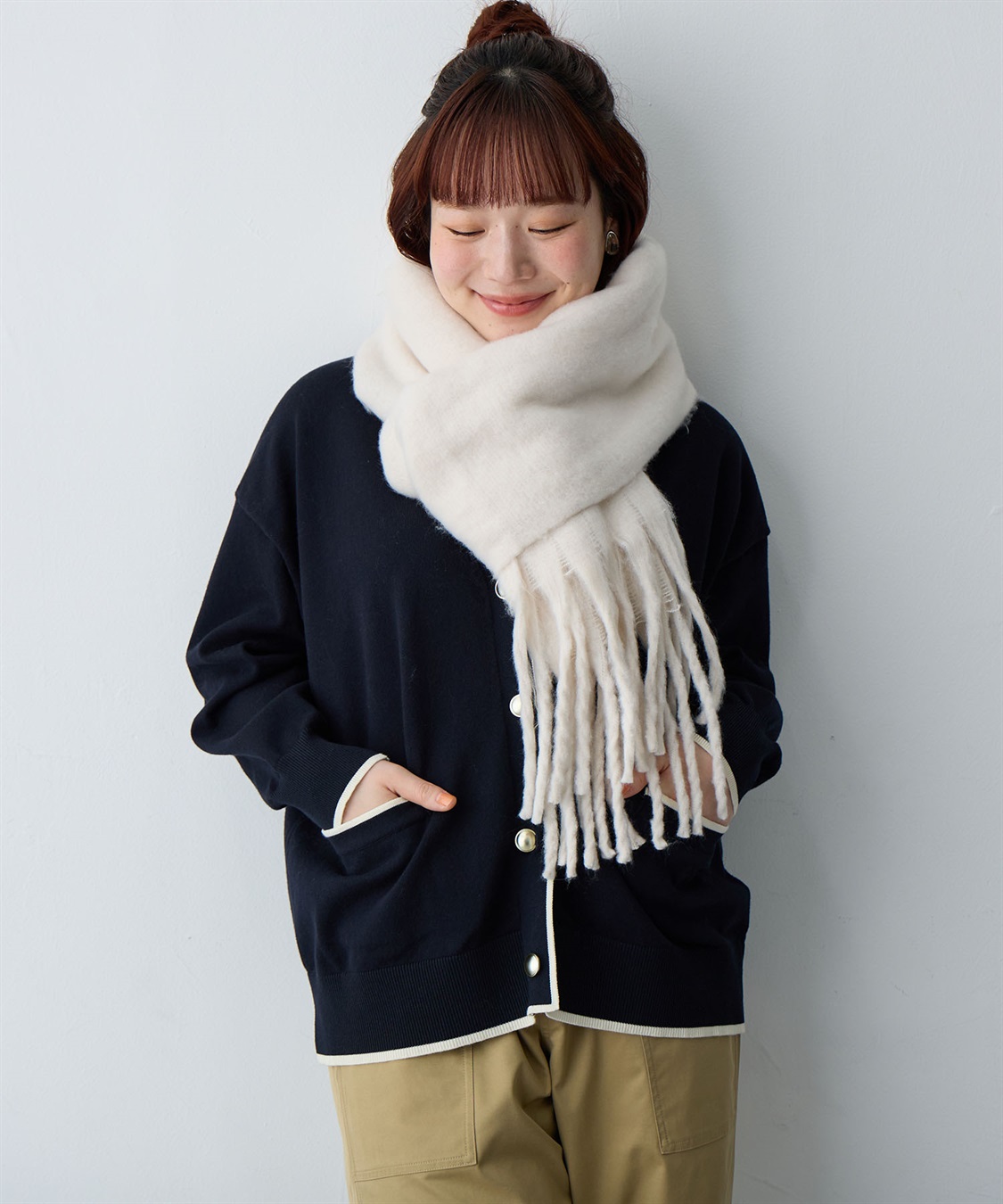 anyfee 【anyfee/大きいサイズ】ボリュームフリンジマフラー（2025AW)_variation_1