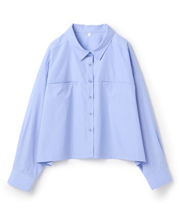 【anyfee/大きいサイズ】ショート丈シャツ(2026SS)(ブルー-LL)