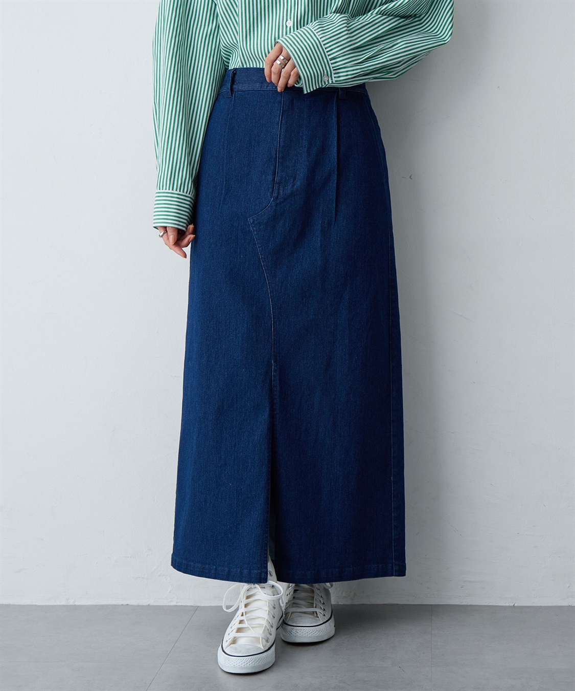 anyfee 【anyfee/大きいサイズ】フロントスリットデニムスカート(2026SS)_main